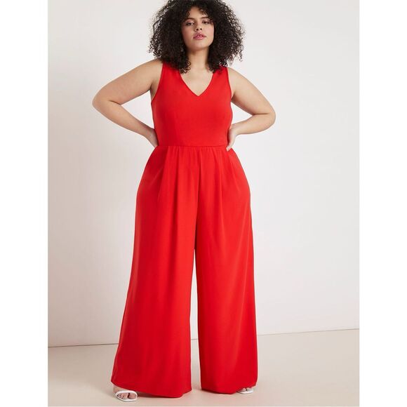 Eloquii Pants - Eloquii Palazzo Pant Jumpsuit Red Size 24